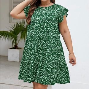 Green mini swing dress